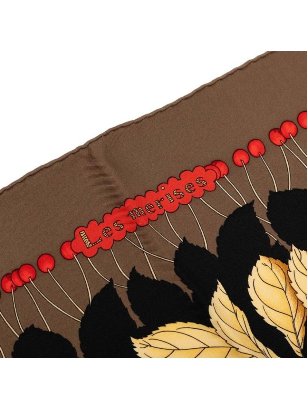 ★SOLD★ Hermes Carre 90 Les Merises Cherry Scarf Large Black Multicolor Silk - Picture 2 of 8